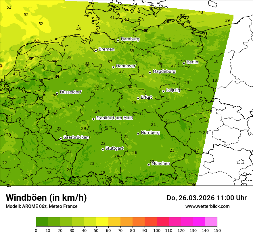 Modellkarte AROME – vmax – deutschland