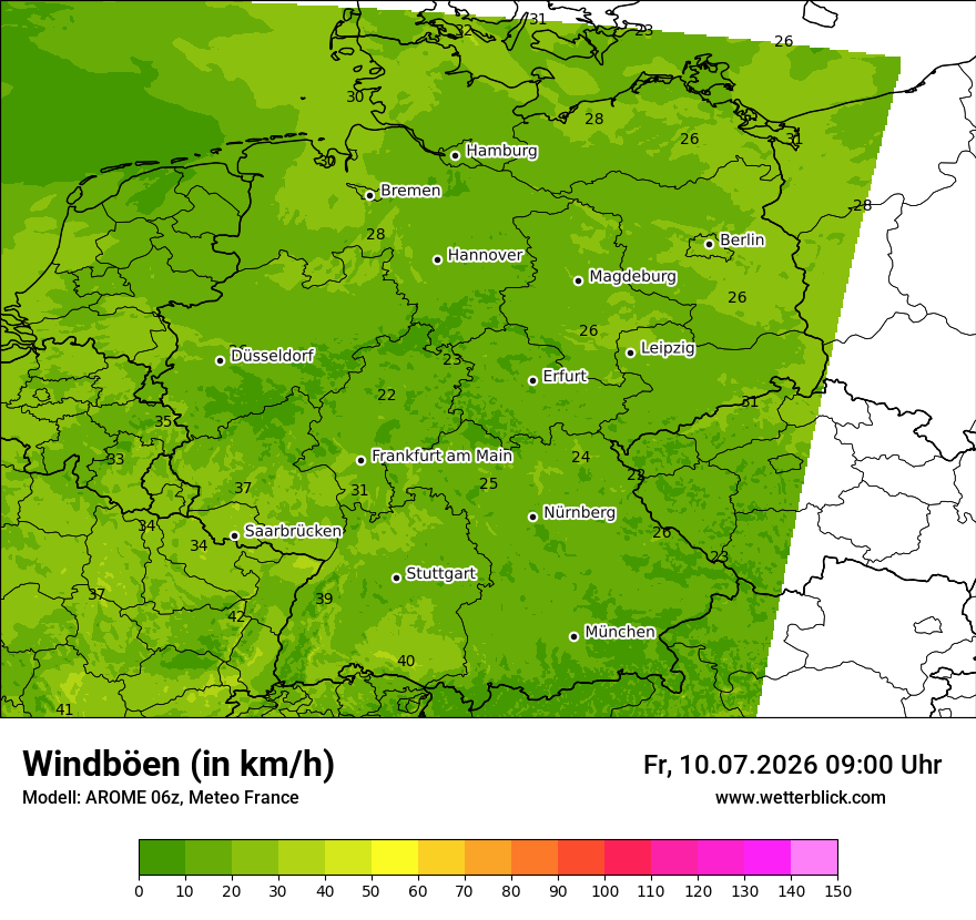 Modellkarte AROME – vmax – deutschland