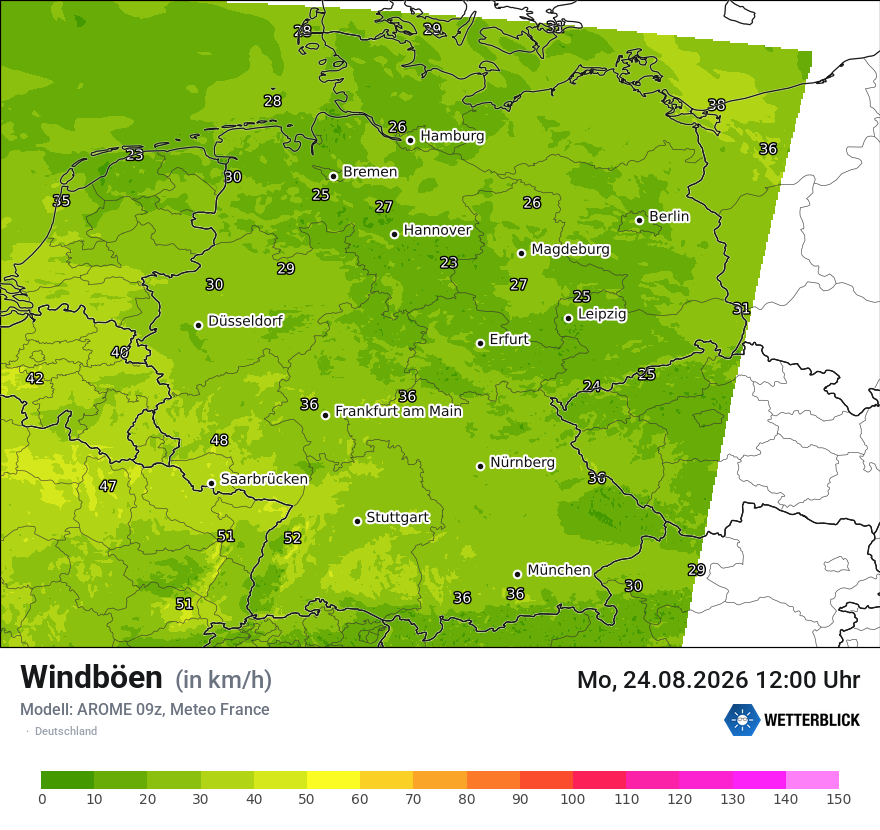 Modellkarte AROME – vmax – deutschland