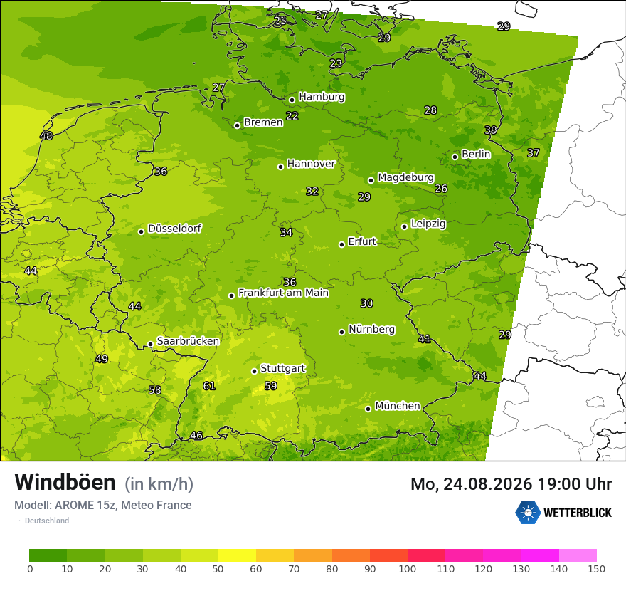 Modellkarte AROME – vmax – deutschland