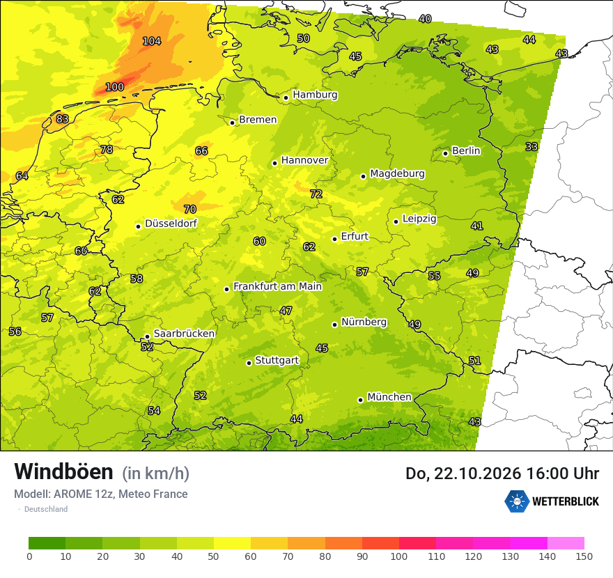 Modellkarte AROME – vmax – deutschland