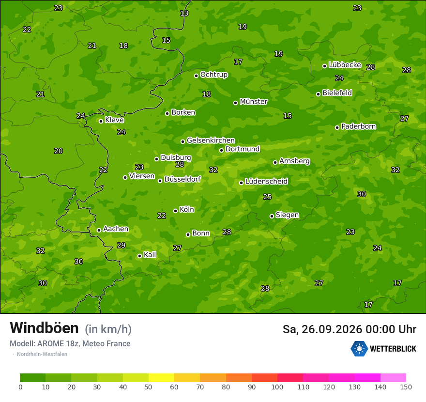 Modellkarte AROME – vmax – nrw