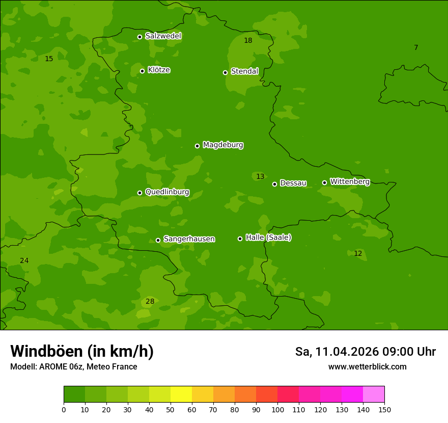 Modellkarte AROME – vmax – st