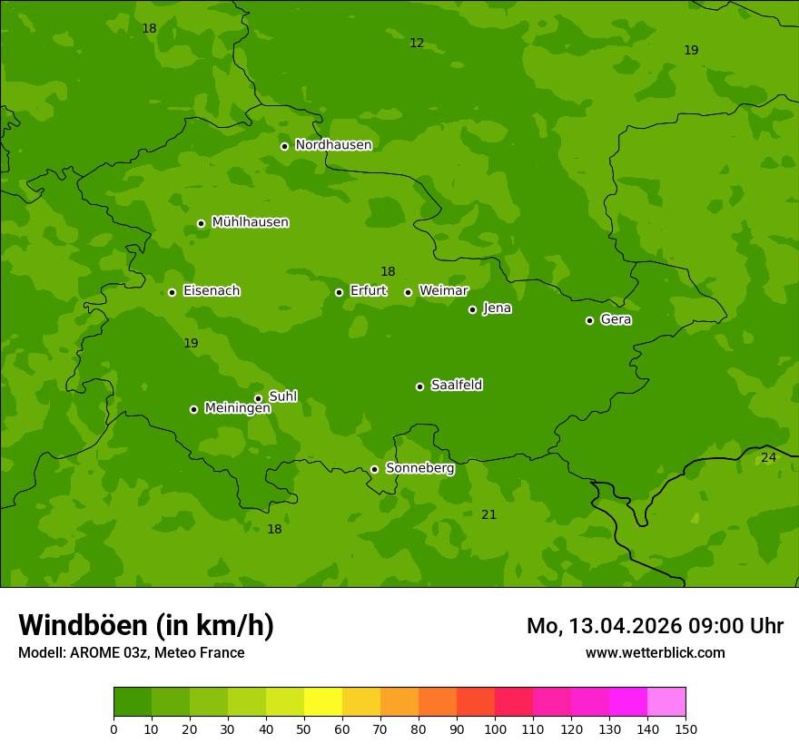 Modellkarte AROME – vmax – th