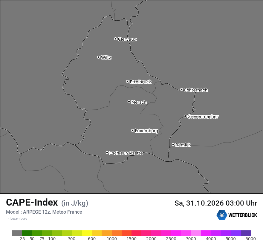 Modellkarte ARPEGE – cape – luxemburg