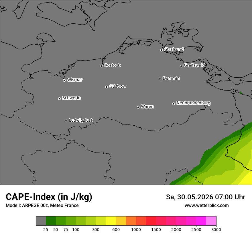 Modellkarte ARPEGE – cape – mv