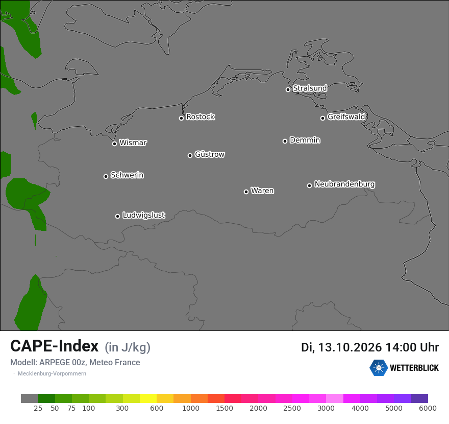 Modellkarte ARPEGE – cape – mv