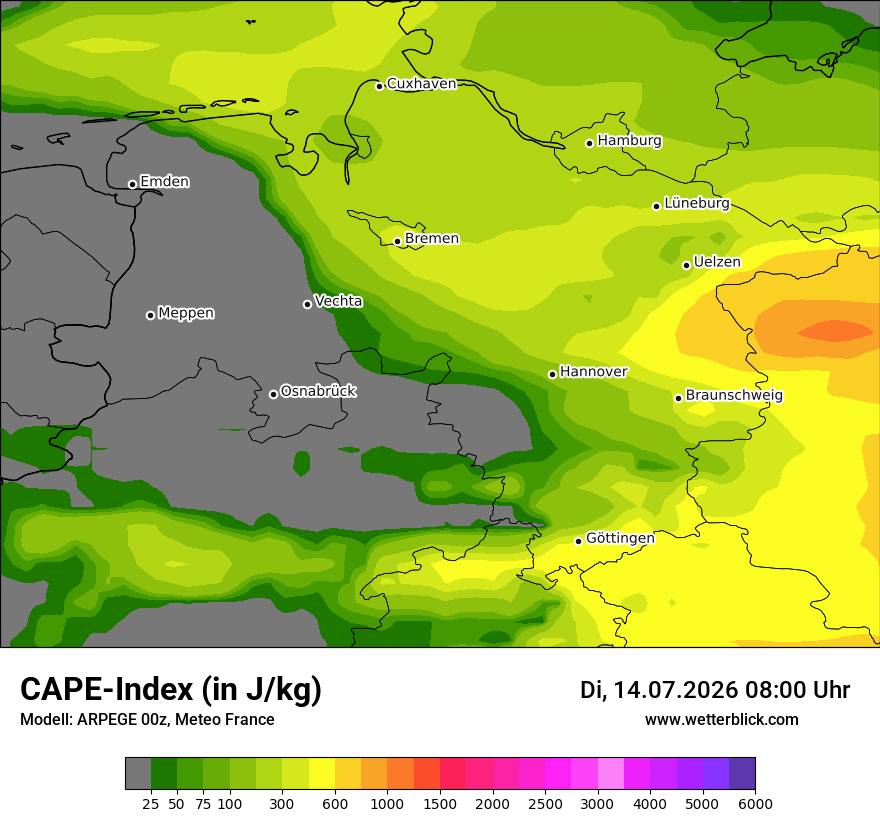 Modellkarte ARPEGE – cape – ni