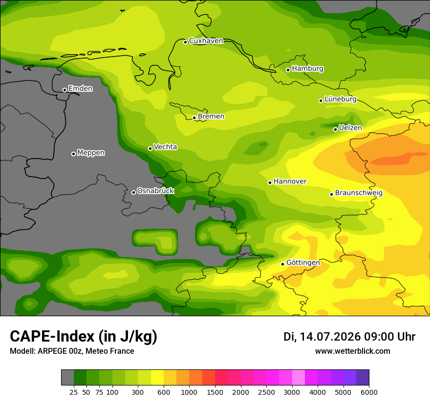 Modellkarte ARPEGE – cape – ni