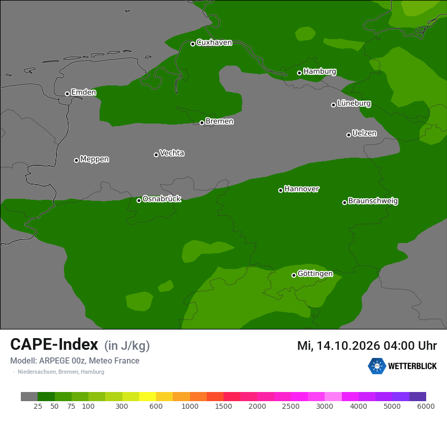 Modellkarte ARPEGE – cape – ni