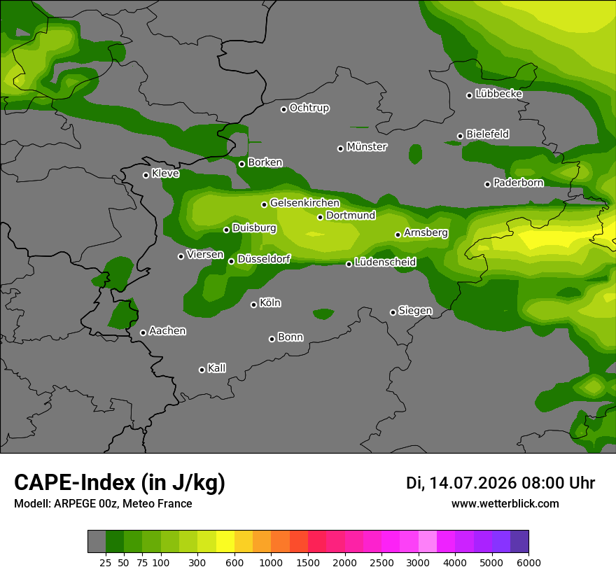 Modellkarte ARPEGE – cape – nrw