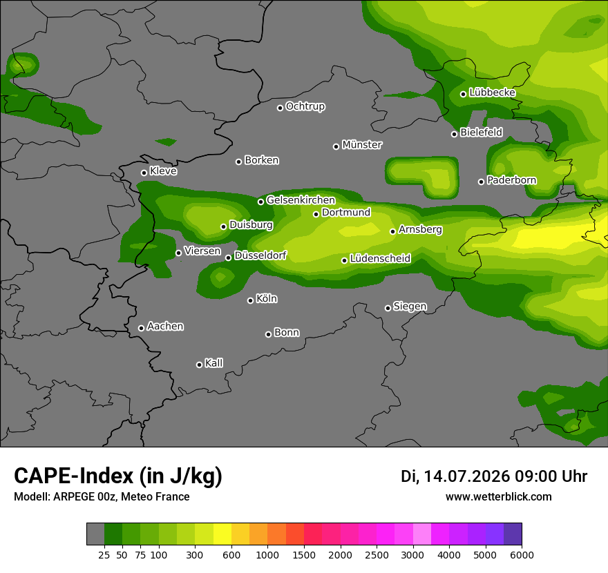 Modellkarte ARPEGE – cape – nrw