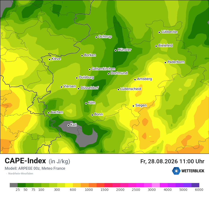 Modellkarte ARPEGE – cape – nrw