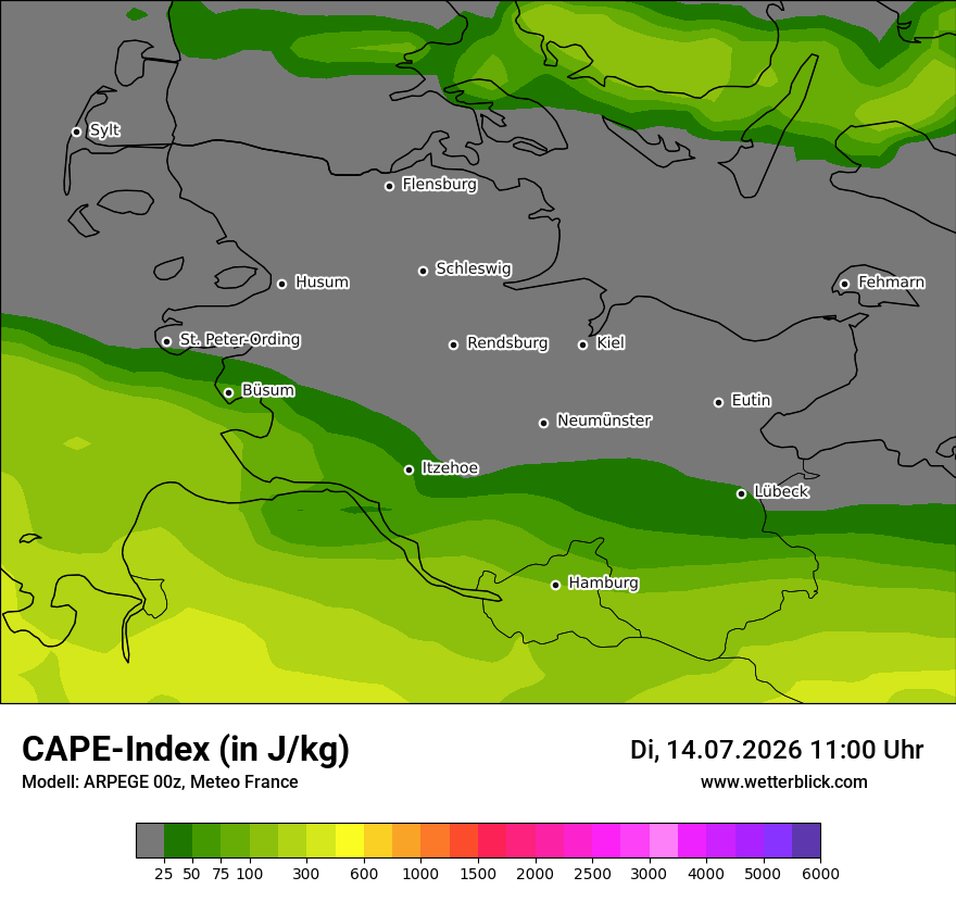 Modellkarte ARPEGE – cape – sh