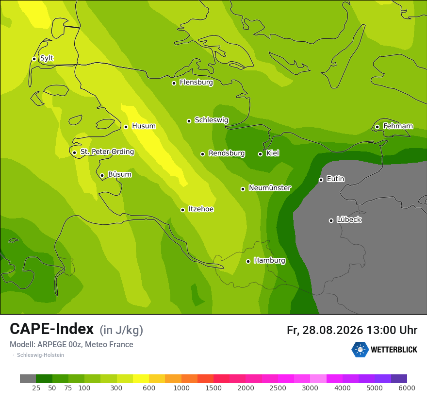 Modellkarte ARPEGE – cape – sh