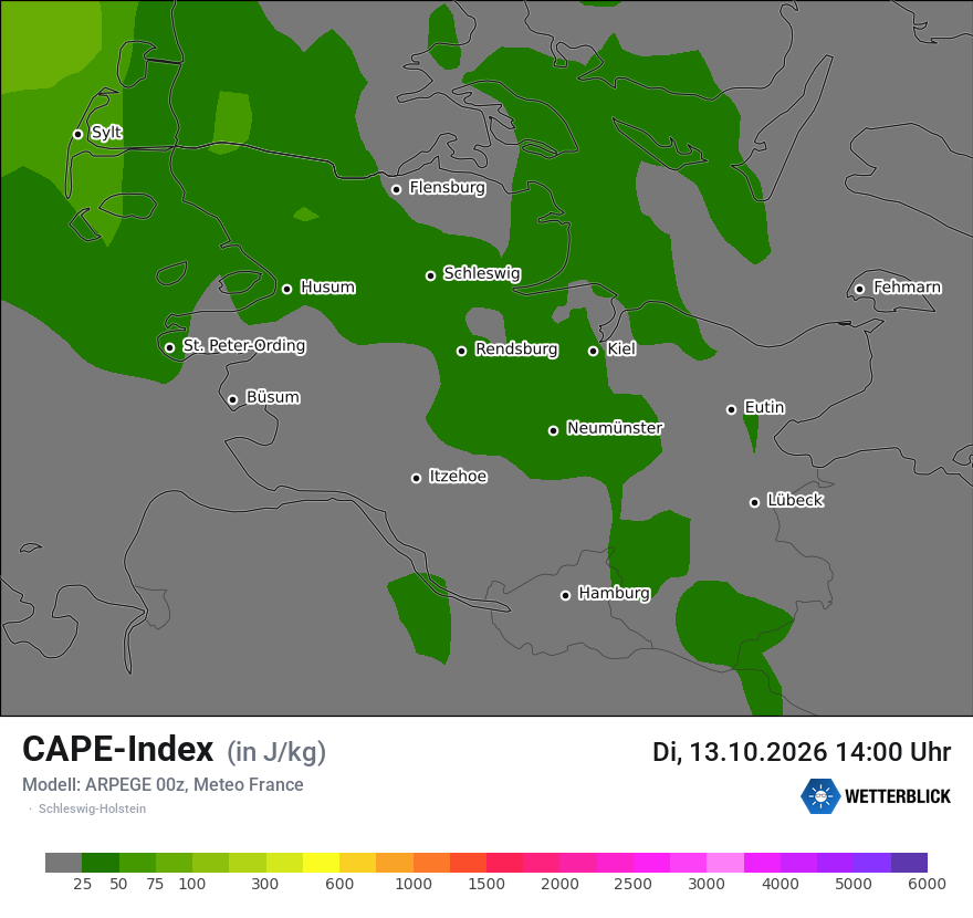 Modellkarte ARPEGE – cape – sh