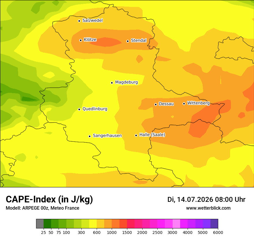 Modellkarte ARPEGE – cape – st