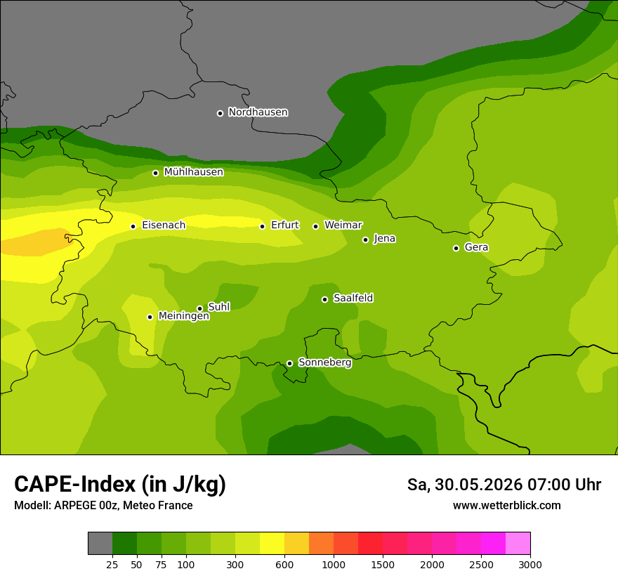 Modellkarte ARPEGE – cape – th
