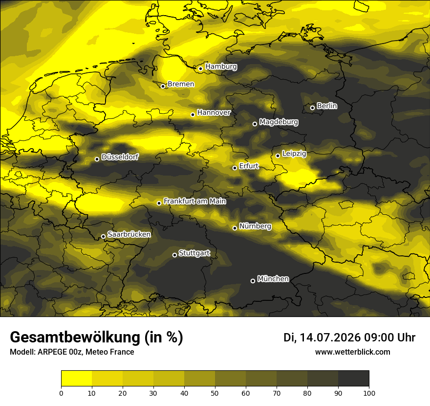 Modellkarte ARPEGE – clct – deutschland