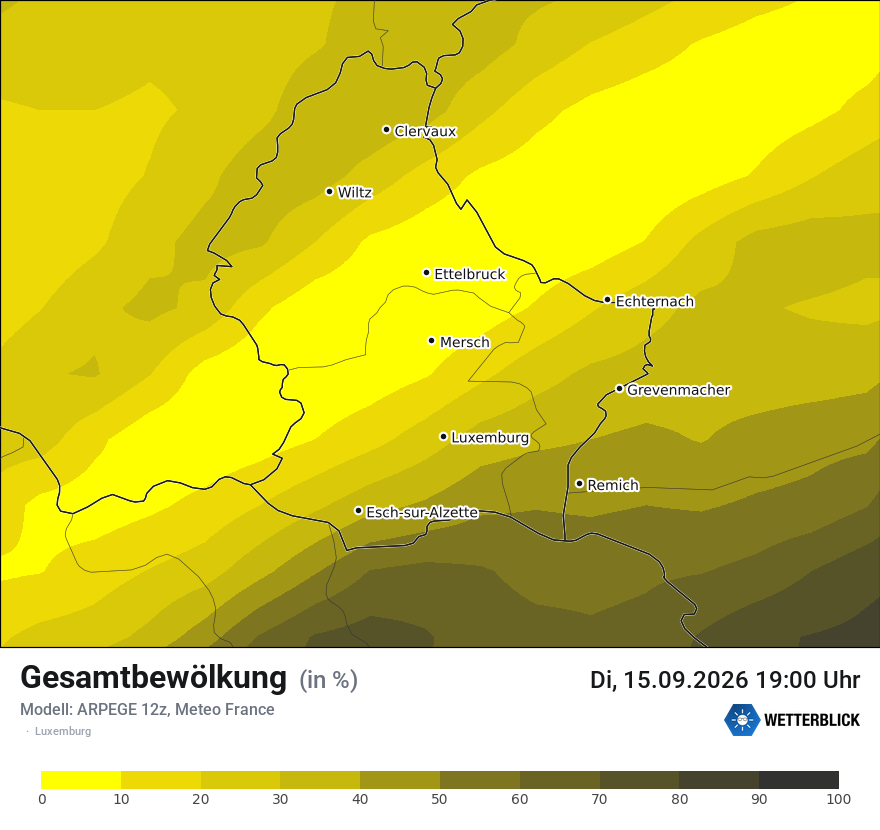 Modellkarte ARPEGE – clct – luxemburg