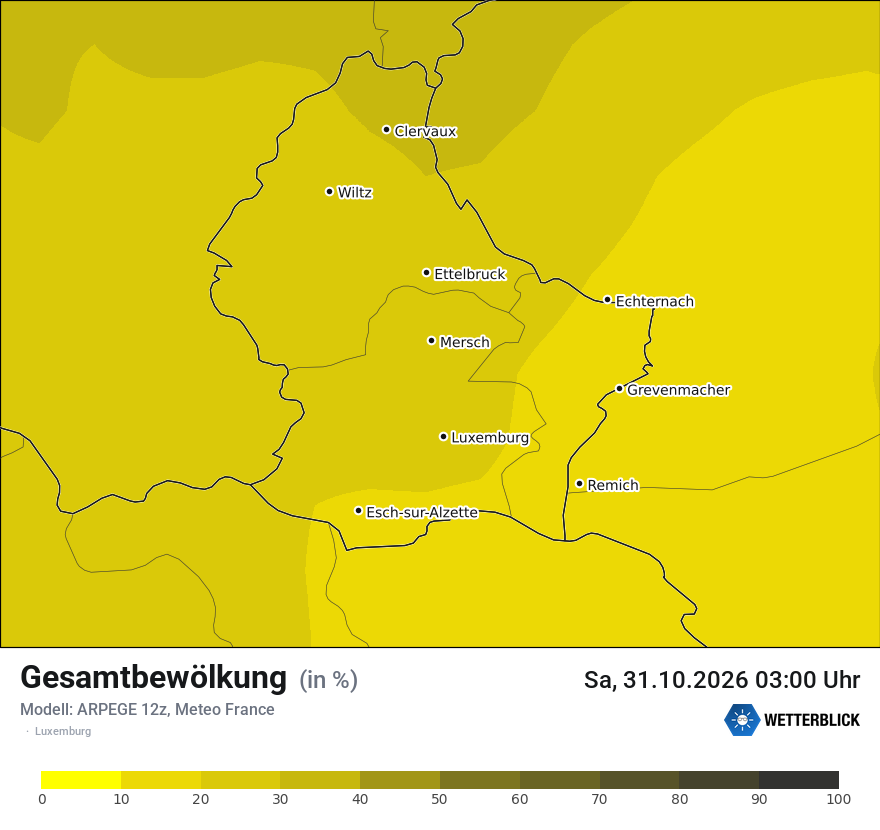 Modellkarte ARPEGE – clct – luxemburg