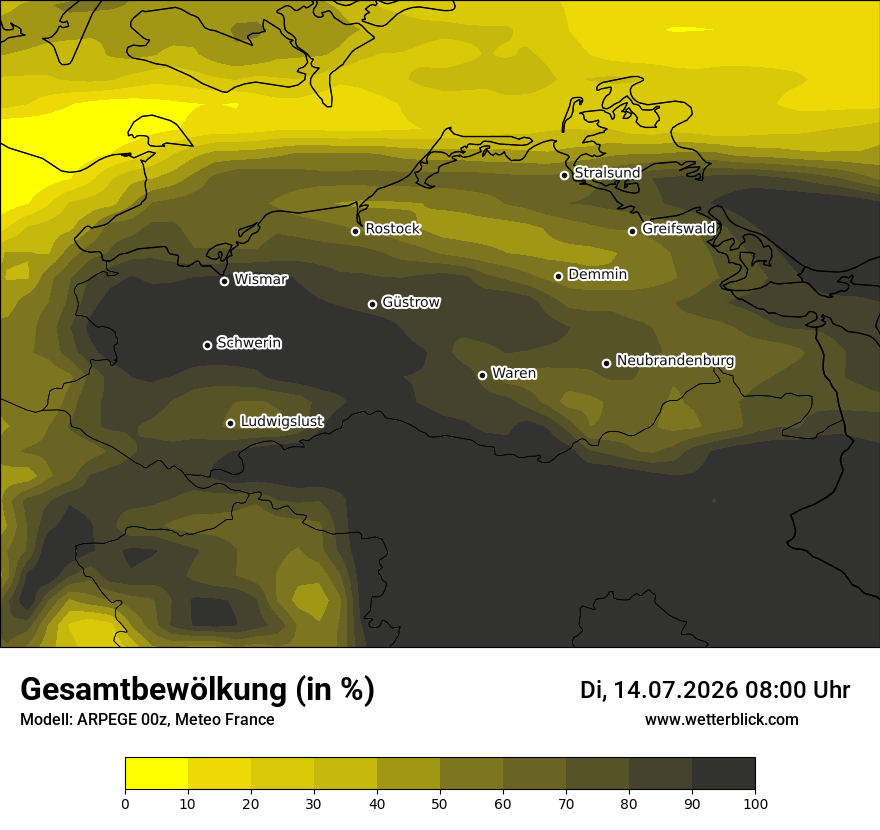Modellkarte ARPEGE – clct – mv