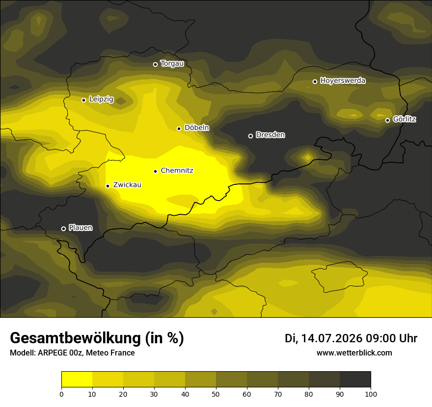 Modellkarte ARPEGE – clct – sn