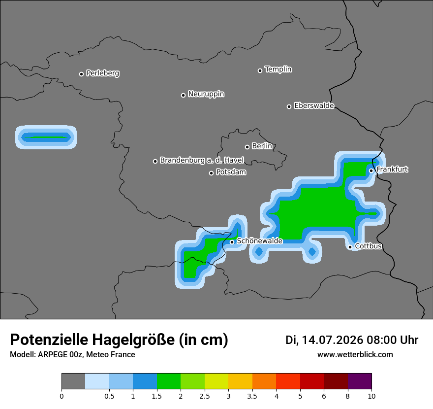 Modellkarte ARPEGE – hail_size – bb
