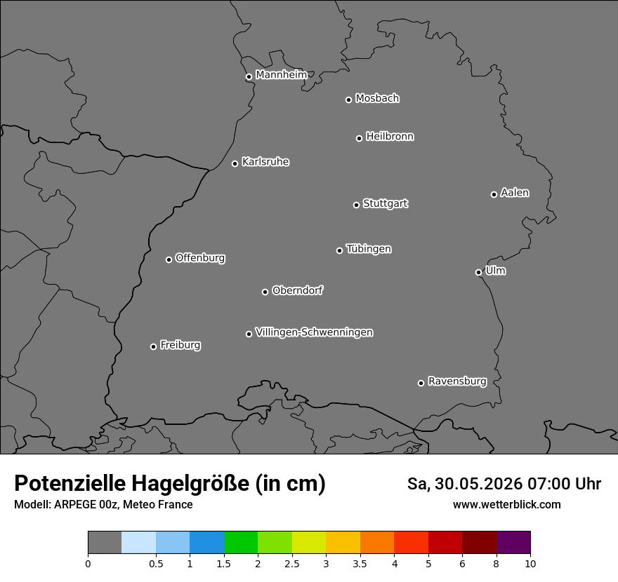 Modellkarte ARPEGE – hail_size – bw