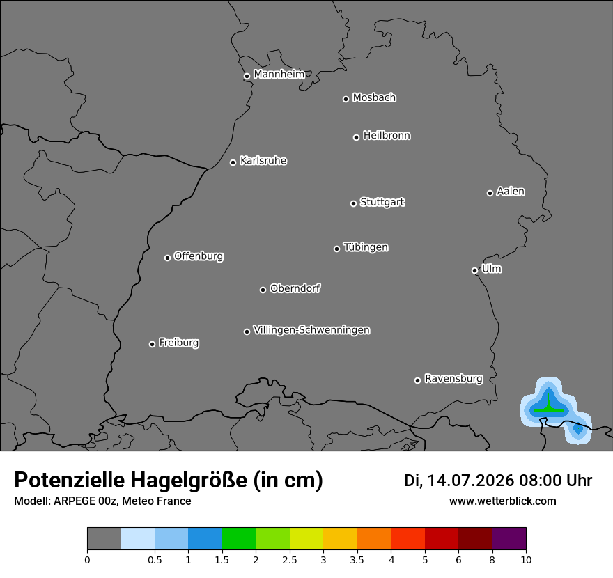 Modellkarte ARPEGE – hail_size – bw