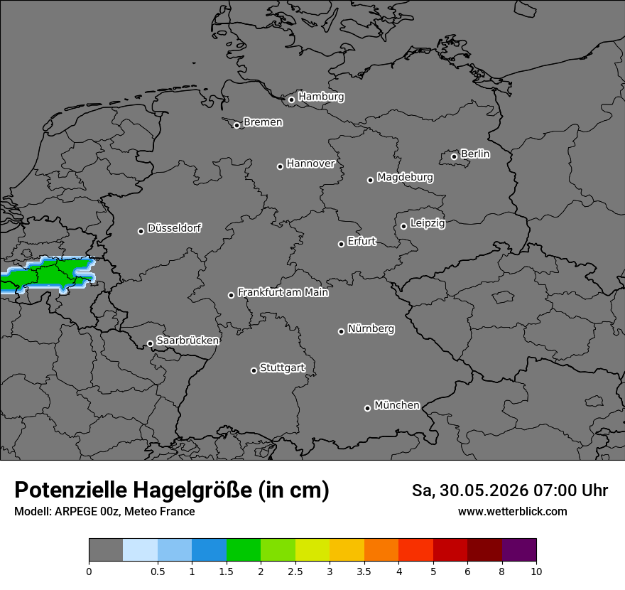Modellkarte ARPEGE – hail_size – deutschland