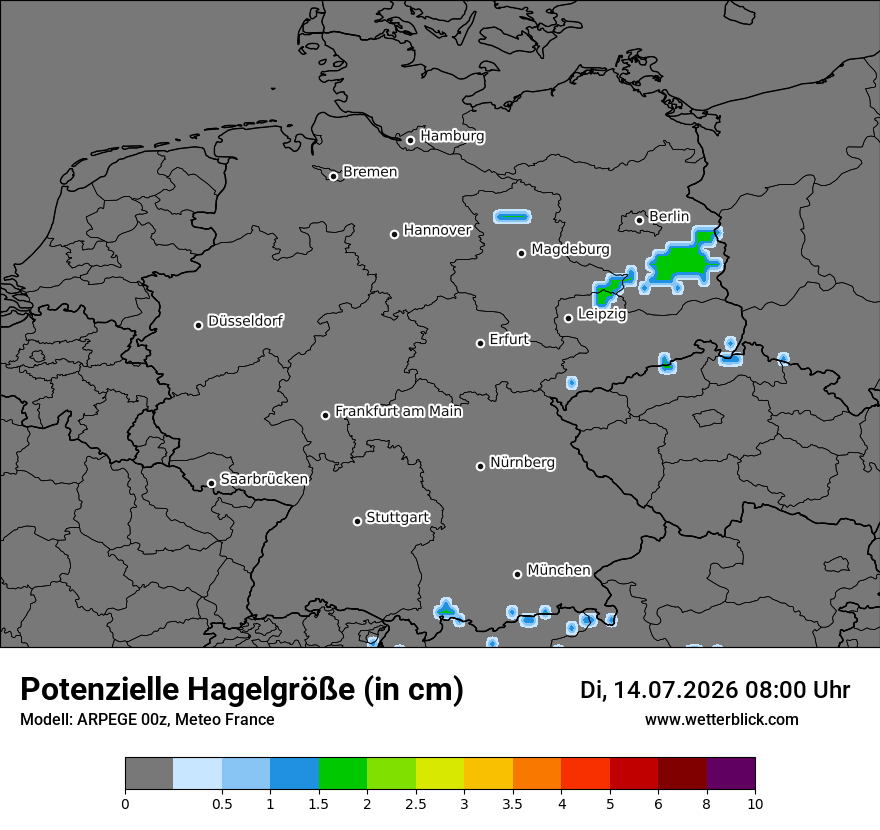 Modellkarte ARPEGE – hail_size – deutschland