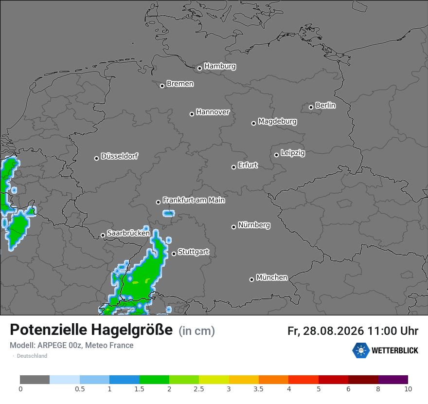 Modellkarte ARPEGE – hail_size – deutschland