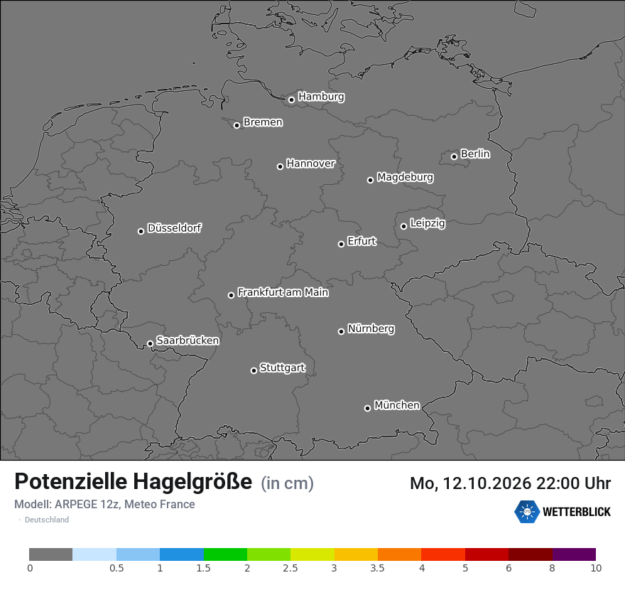 Modellkarte ARPEGE – hail_size – deutschland