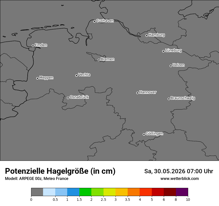 Modellkarte ARPEGE – hail_size – ni