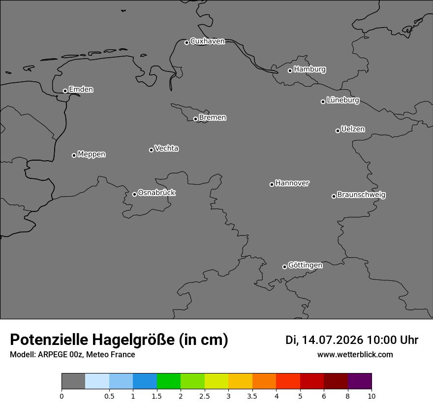Modellkarte ARPEGE – hail_size – ni