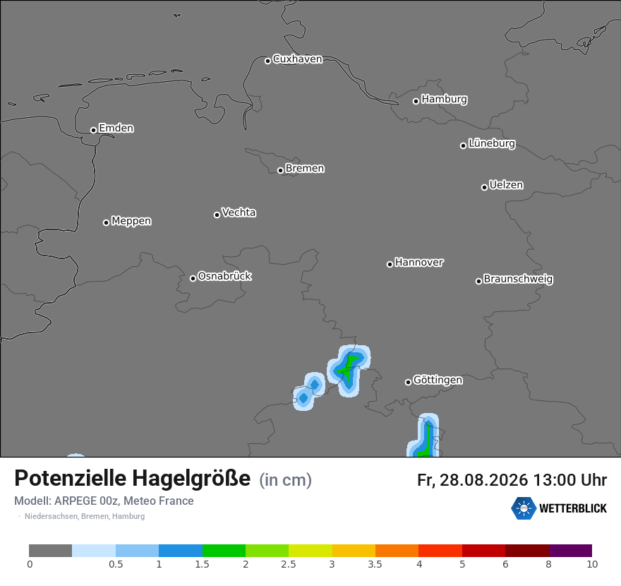 Modellkarte ARPEGE – hail_size – ni