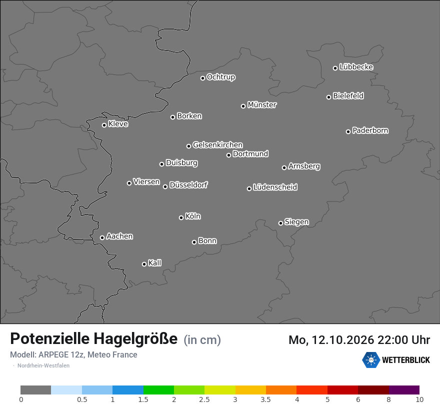 Modellkarte ARPEGE – hail_size – nrw