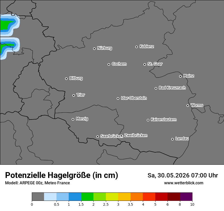 Modellkarte ARPEGE – hail_size – rp