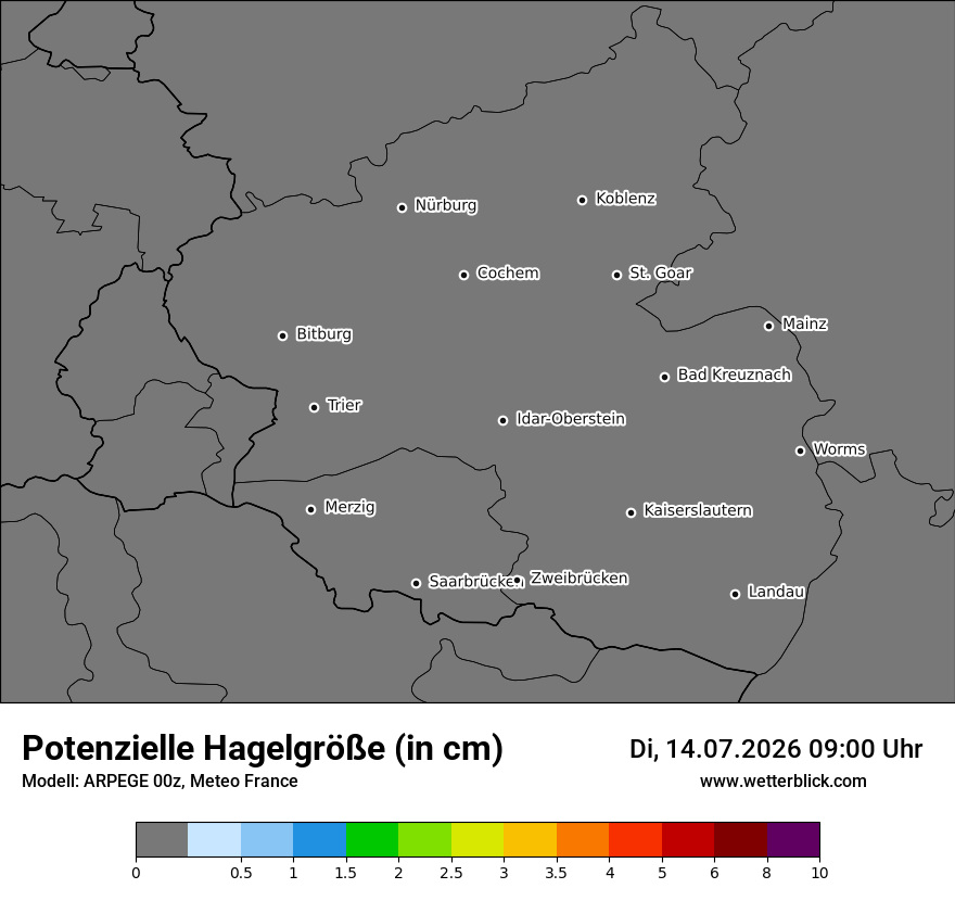 Modellkarte ARPEGE – hail_size – rp