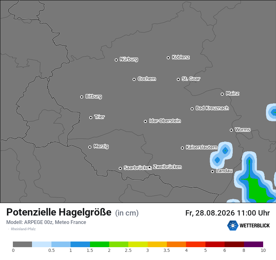 Modellkarte ARPEGE – hail_size – rp