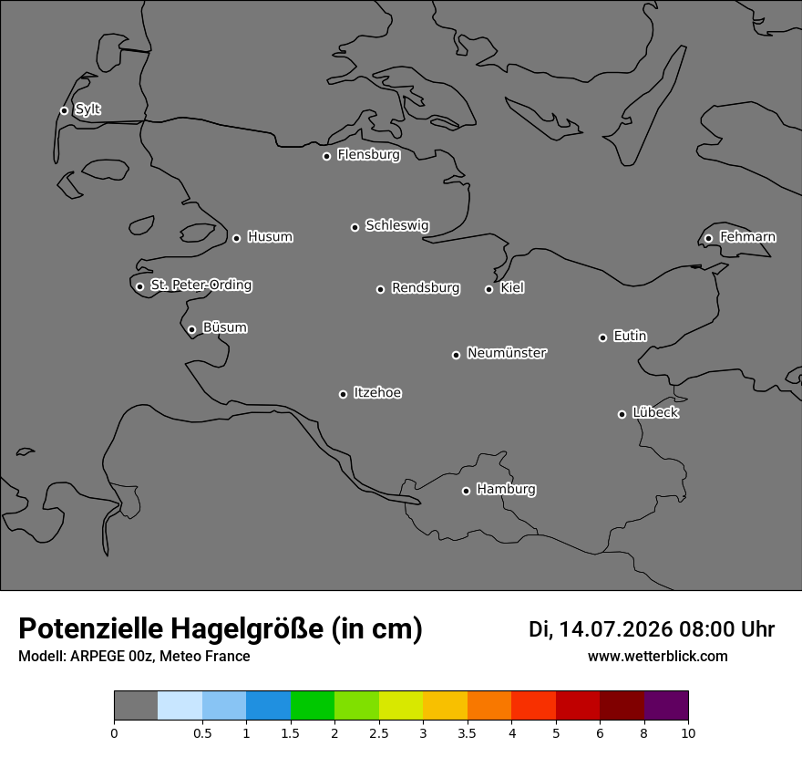Modellkarte ARPEGE – hail_size – sh