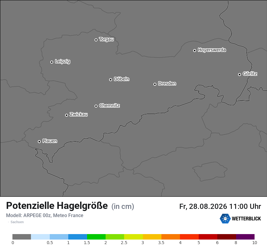 Modellkarte ARPEGE – hail_size – sn
