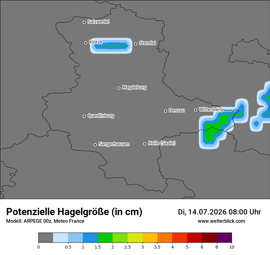 Modellkarte ARPEGE – hail_size – st