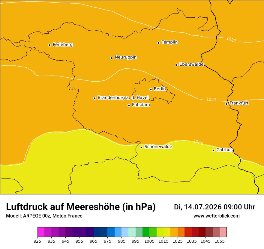 Modellkarte ARPEGE – pmsl – bb