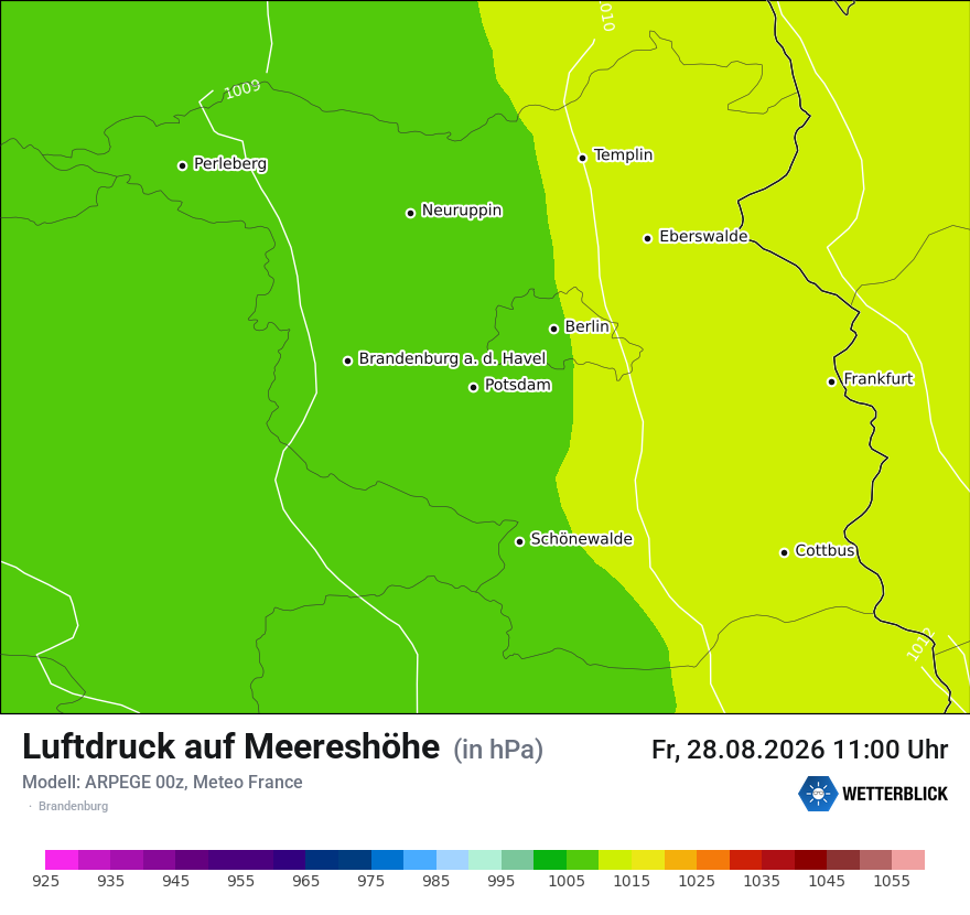 Modellkarte ARPEGE – pmsl – bb