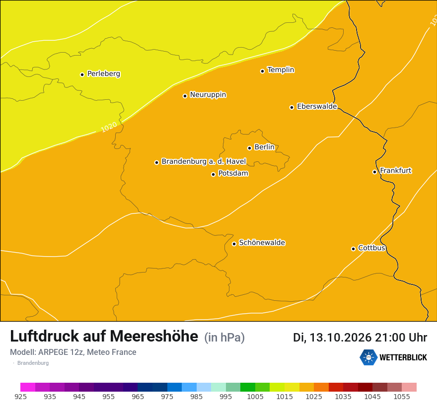 Modellkarte ARPEGE – pmsl – bb