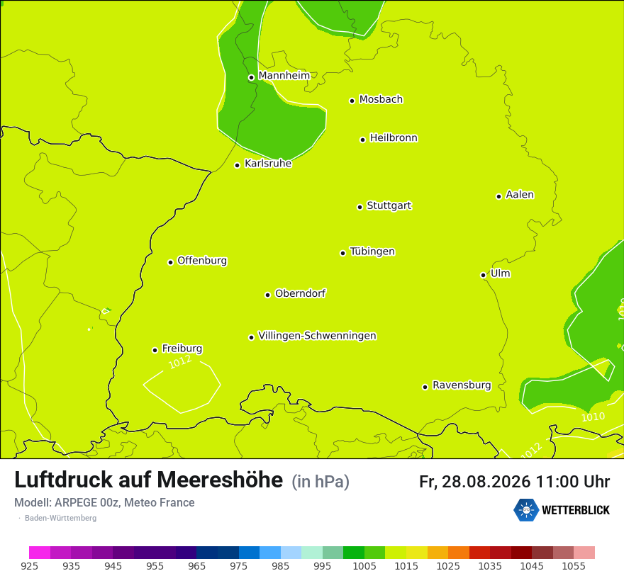 Modellkarte ARPEGE – pmsl – bw