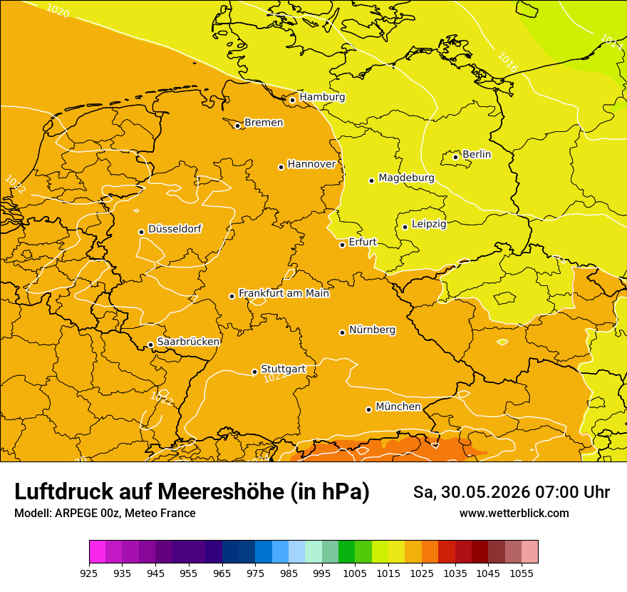 Modellkarte ARPEGE – pmsl – deutschland