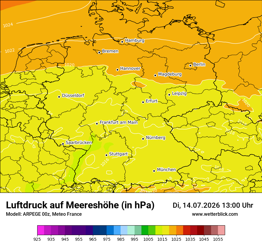 Modellkarte ARPEGE – pmsl – deutschland